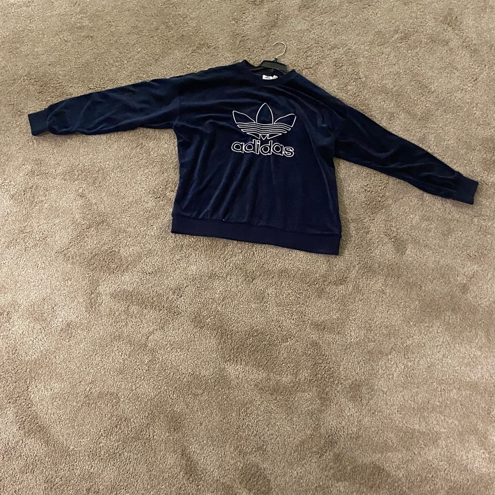 Adidas Dark Blue Crewneck with Trefoil Logo